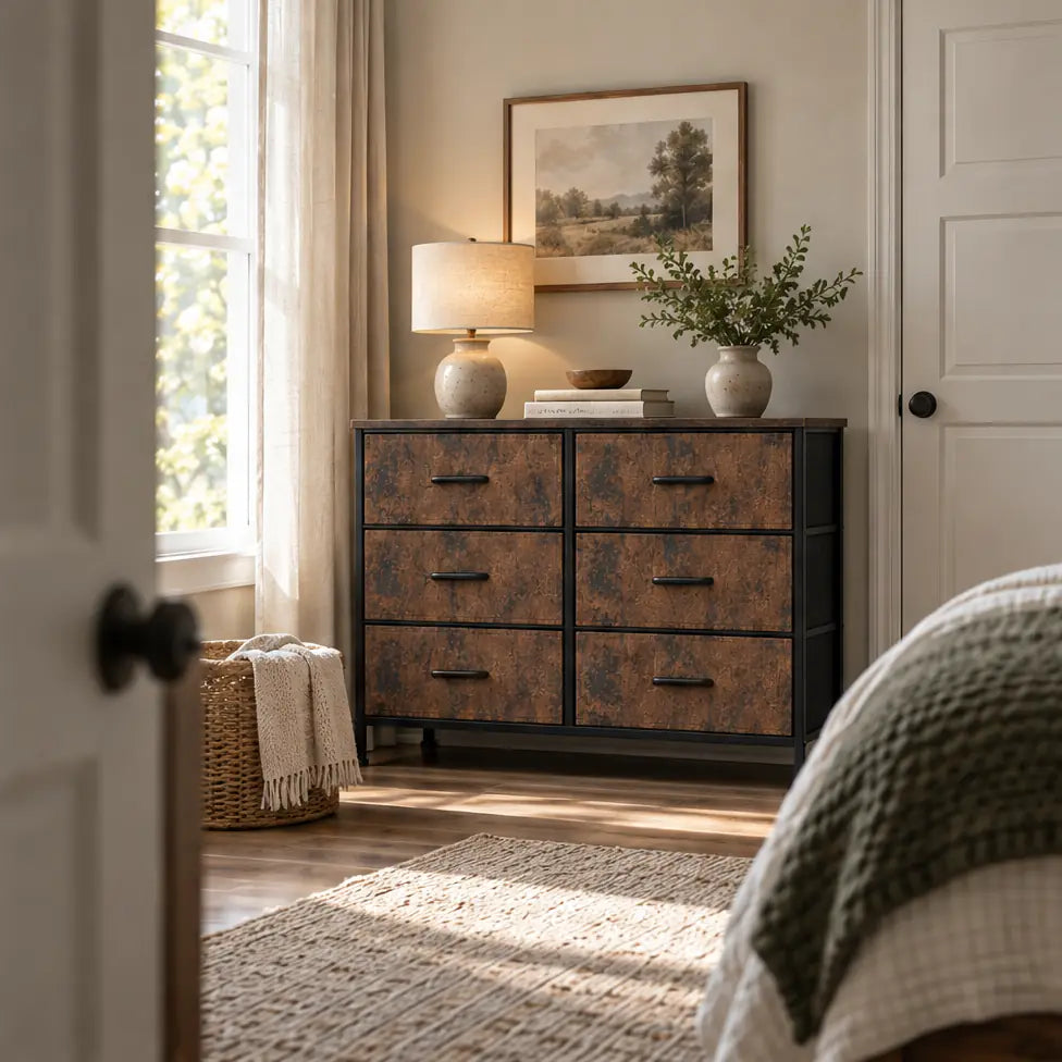 Rustic Brown 6-Drawer Dresser — gallery context