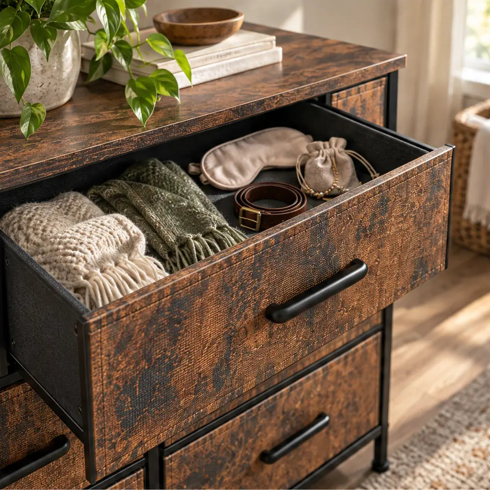 Rustic Brown 6-Drawer Dresser — storage accessories