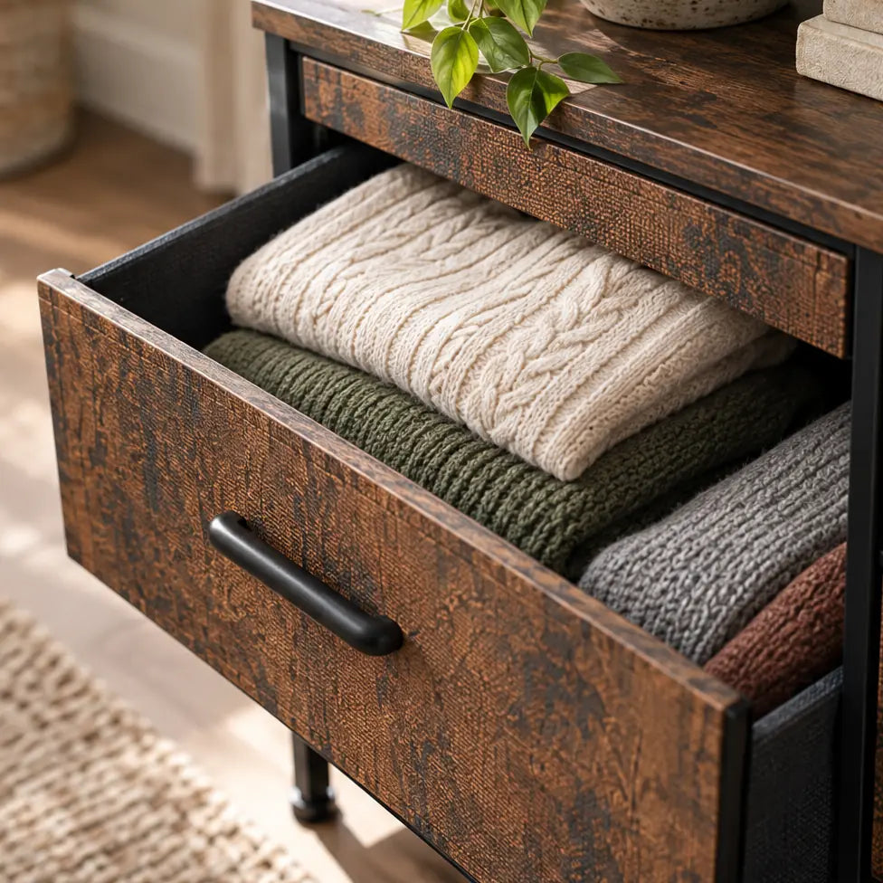 Rustic Brown 6-Drawer Dresser — storage sweaters