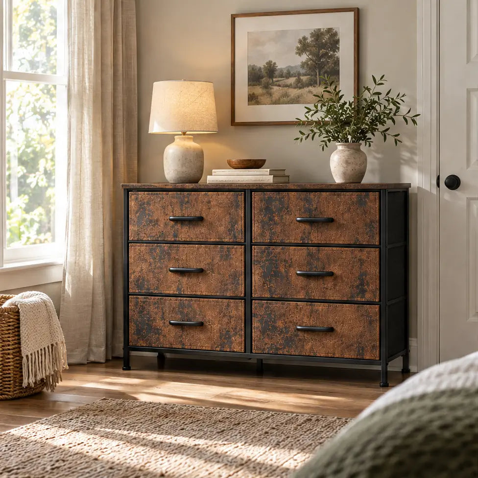 Rustic Brown 6-Drawer Dresser — transformation hero